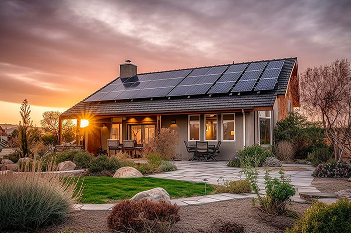Maison équipée de panneaux solaires et ayant un bon Diagnostic de Performance Énergétique
