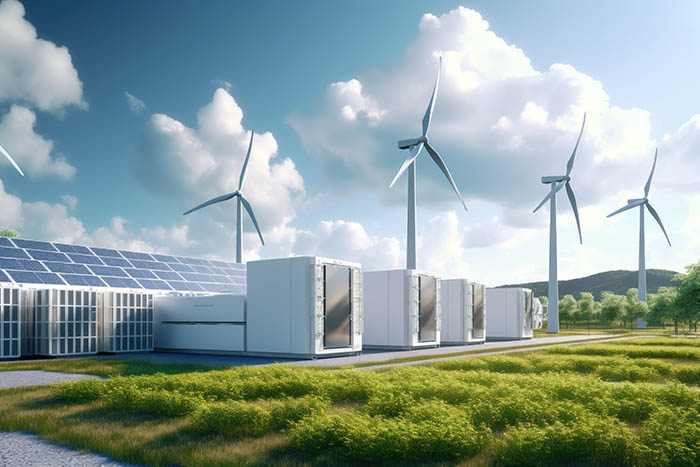 Batteries reliées à un panneau solaire