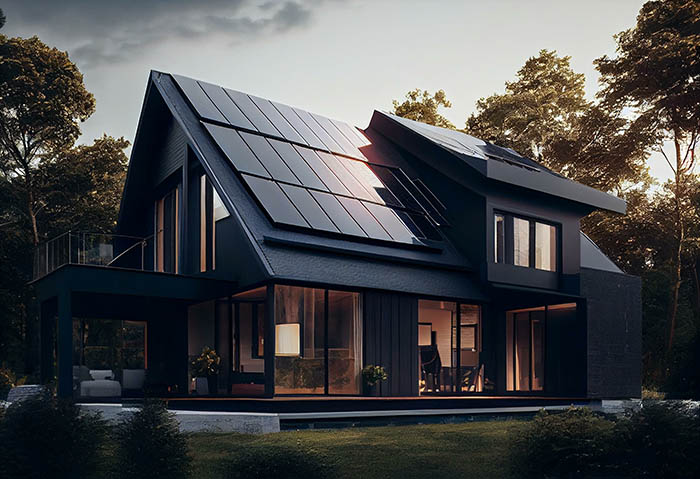 Panneau solaire installé sur le toit de la maison