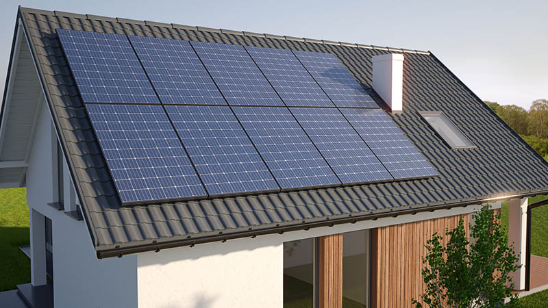 Panneaux solaires photovoltaïques d'une maison moderne