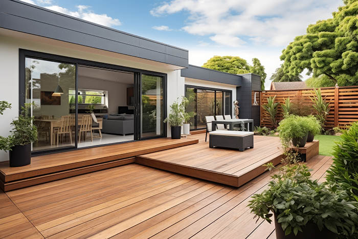 Terrasse aménagée avec des matériaux isolants